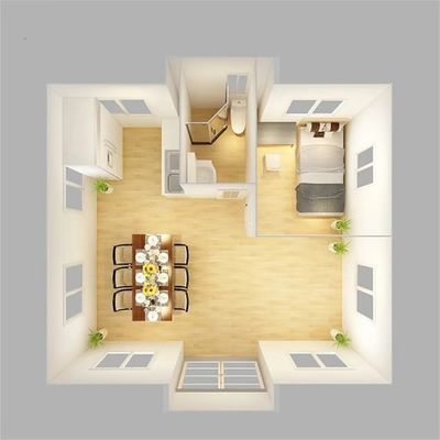 Επεκτάσιμος Prefab Container Σπίτι με διπλό πτέρυγα διπλό δωμάτιο και MGO πάτωμα σανίδας